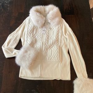 White, new with tags, “White House Black, Market” sweater. Size Medium